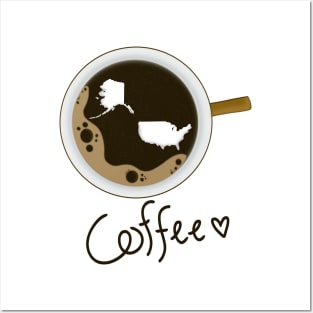 Coffee Love America Digital Drawing Posters and Art